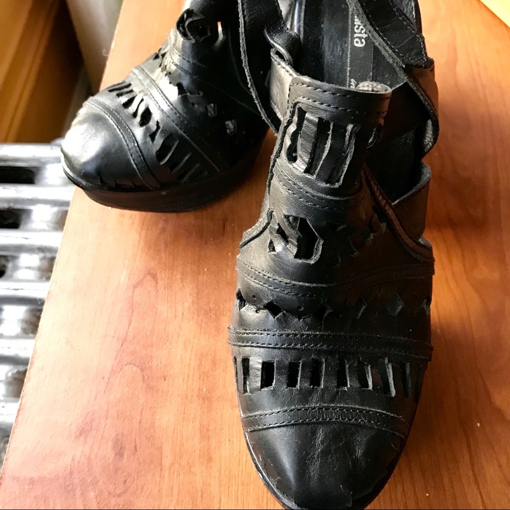 Miista Ori Cut-Out Black Platform Booties